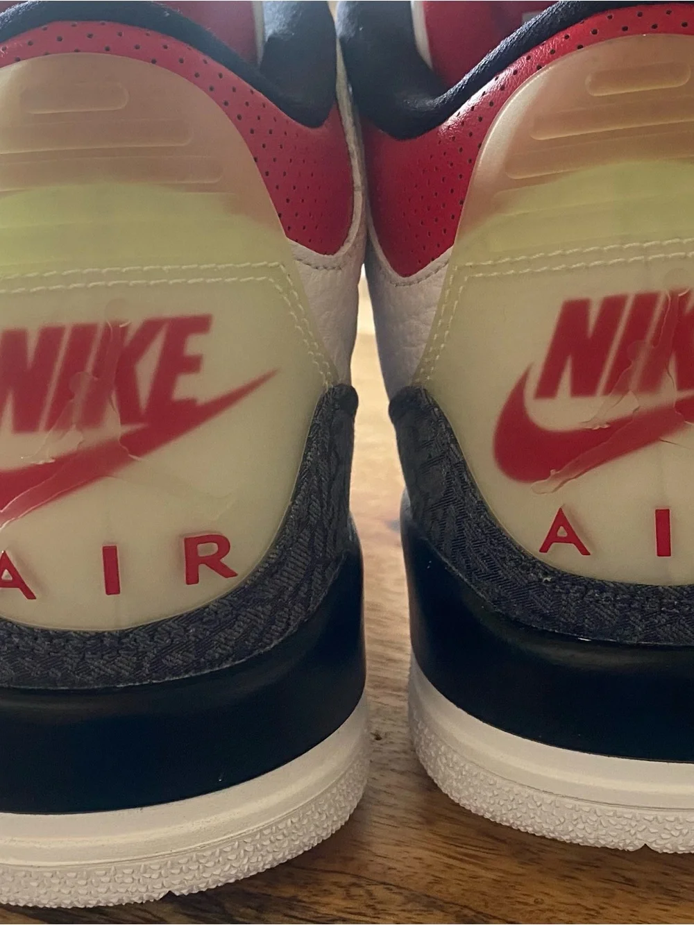 Authenticated Nike Air Jordan 3 Retro Denim “Fire Red Denim” Sneakers